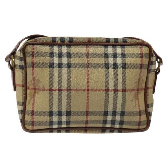 BURBERRY Nova Check Shoulder Bag PVC Beige Gold Auth - Picture 3 of 16